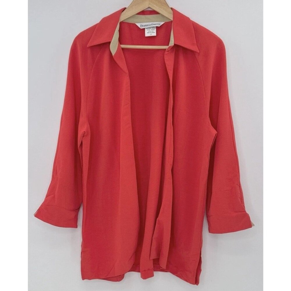 Draper &‎ Damon’s Bright Red Open Front U Lined Blazer Sweater Sz 12 Canada